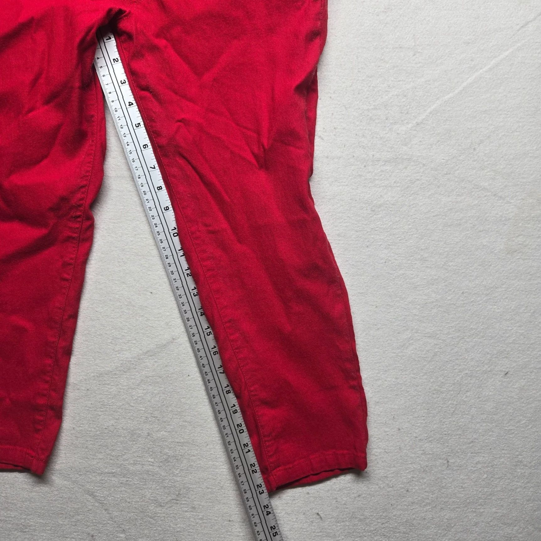 Vintage Sabrina Lauren Women's Cropped Pants Size 12 Red Straight Stretch Casual Summer Fall Size 34" / US 12 / IT 48 - 6 Thumbnail