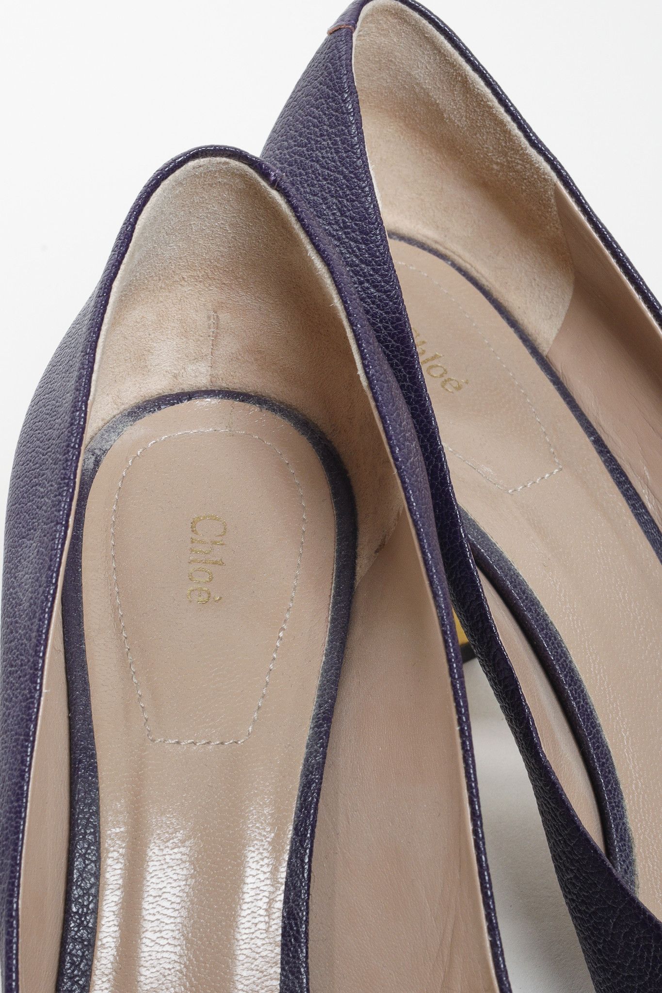 Chloe Chloe Purple Leather Curved Metal Pumps Size US 10.5 / IT 40.5 - 9 Thumbnail