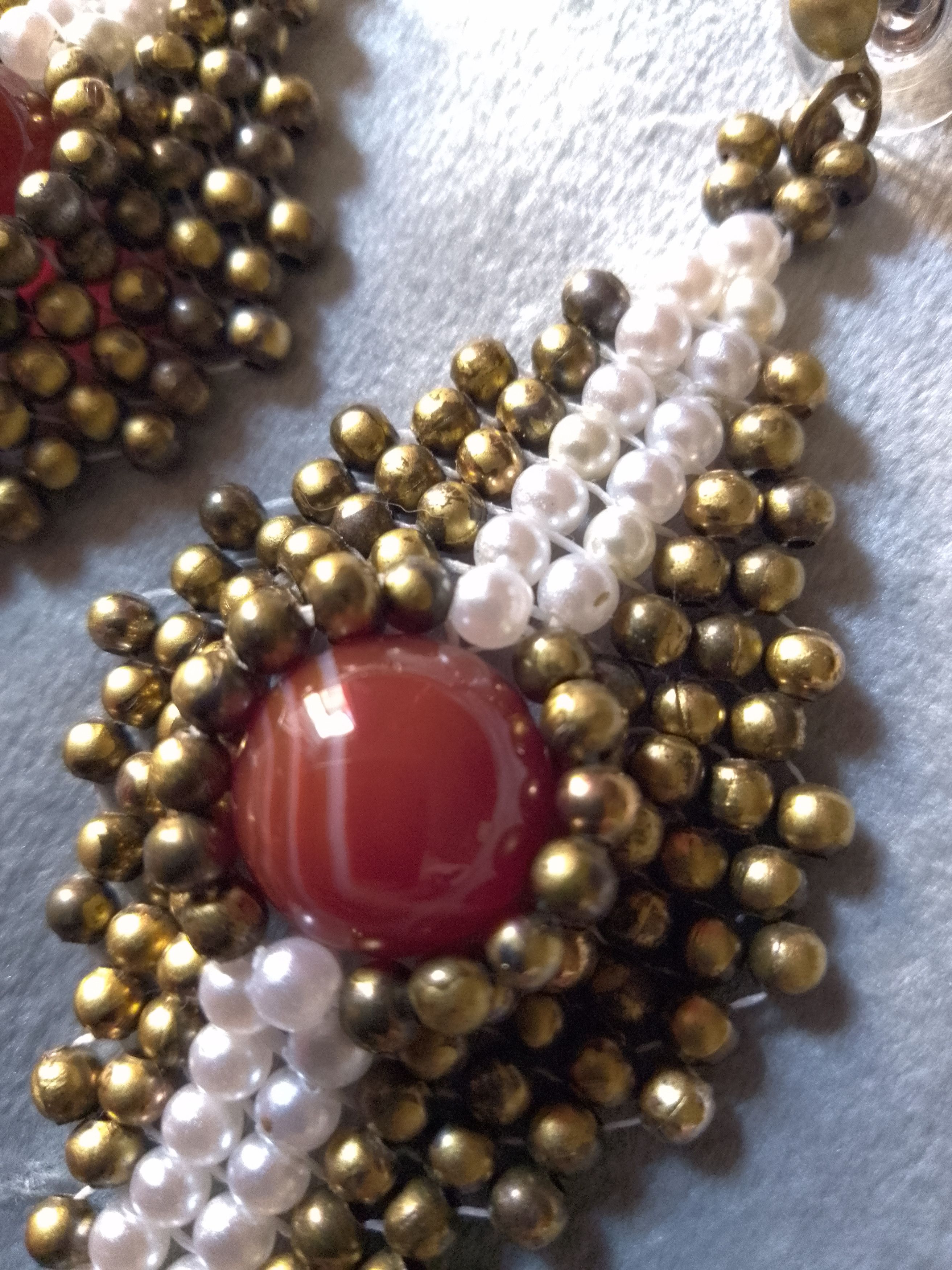 Handmade Earrings with natural red carnelian gemstones. Vintage Size ONE SIZE - 2 Thumbnail
