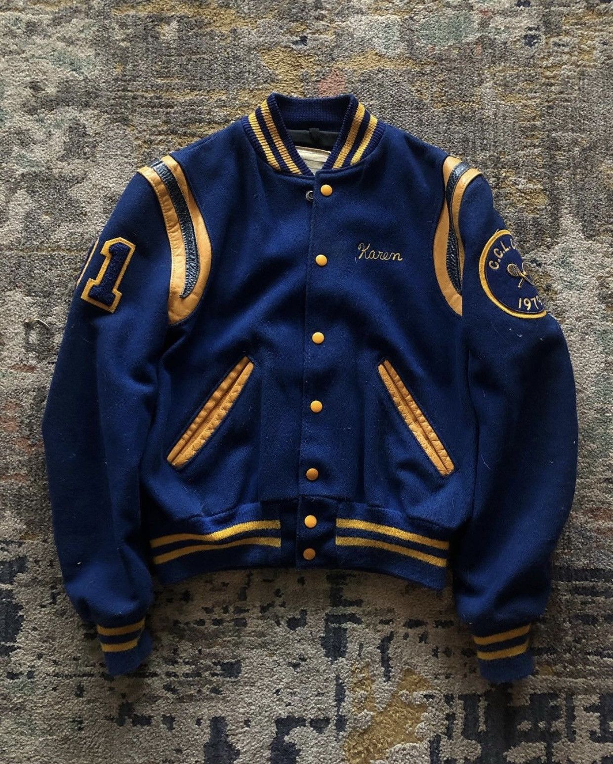 Delong × Vintage 70s 80s Vintage College Baseball Wool Varsity Jacket Size US M / EU 48-50 / 2 - 2 Thumbnail