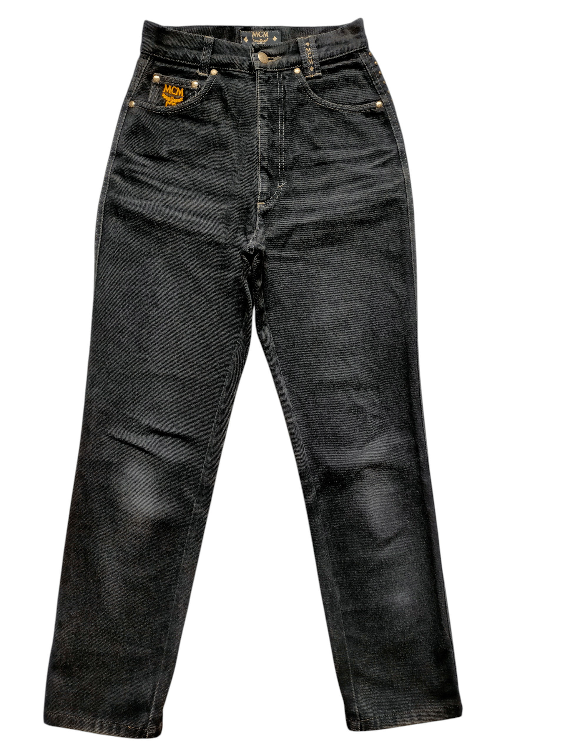 MCM 🔥Rare 90s MCM Studded Gold Side Tape Black Jeans Size US 26 / EU 42 - 5 Thumbnail