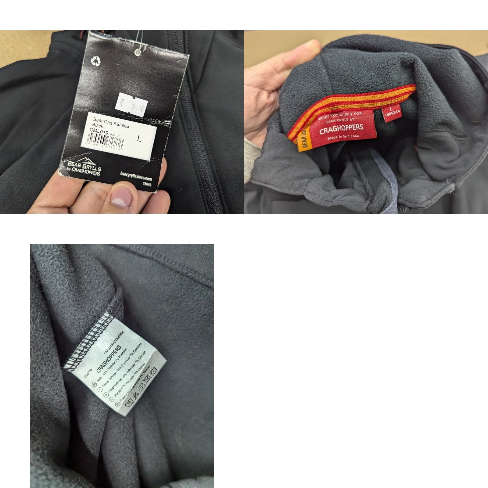 Vintage Bear Grylls Craghoppers Jacket Mens L Hooded Outdoor Black Softshell Jacket Size US L / EU 52-54 / 3 - 8 Thumbnail
