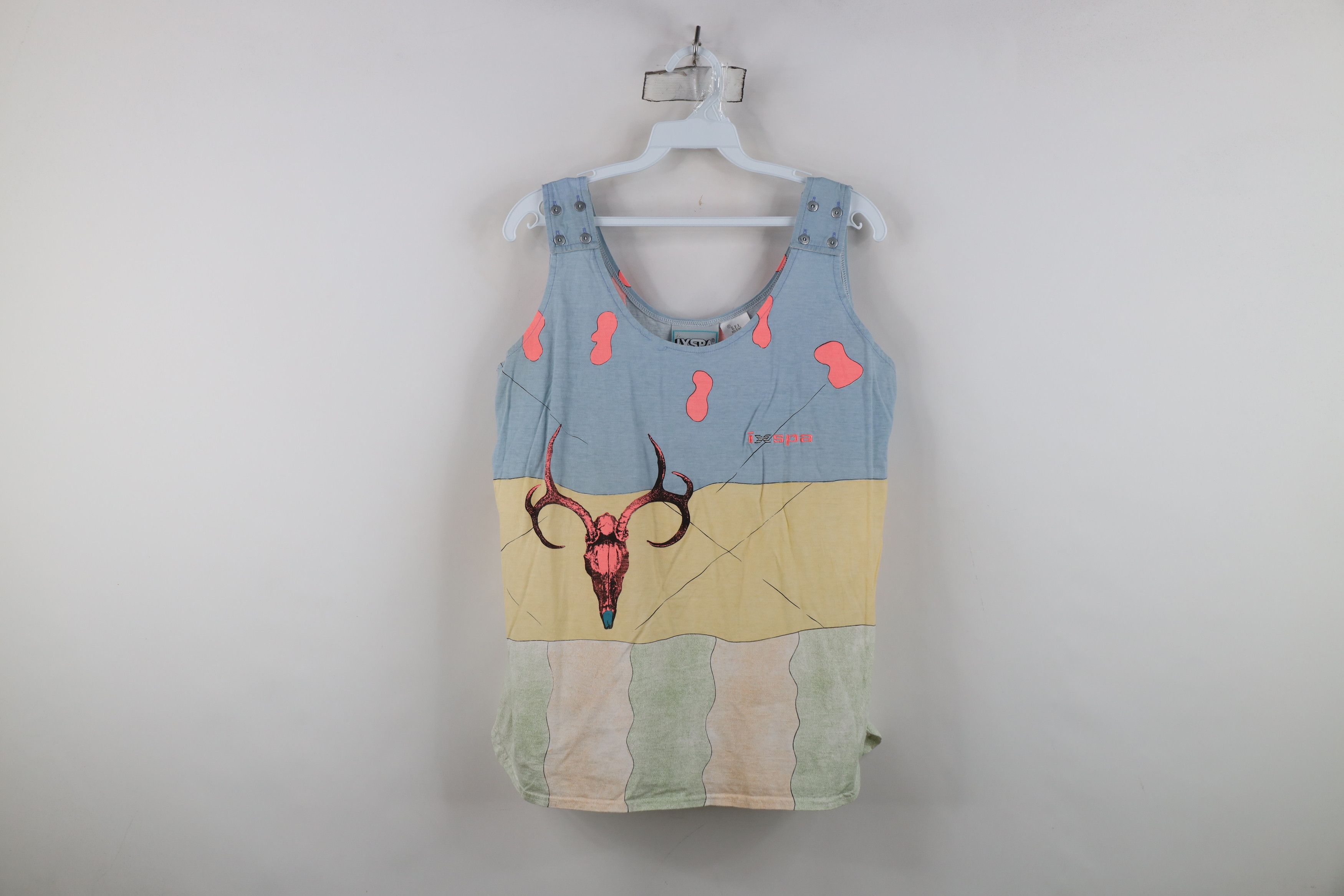 Vintage Vintage 90s Streetwear Art Antler Skull Tank Top T-Shirt Size L / US 10 / IT 46 - 1 Thumbnail