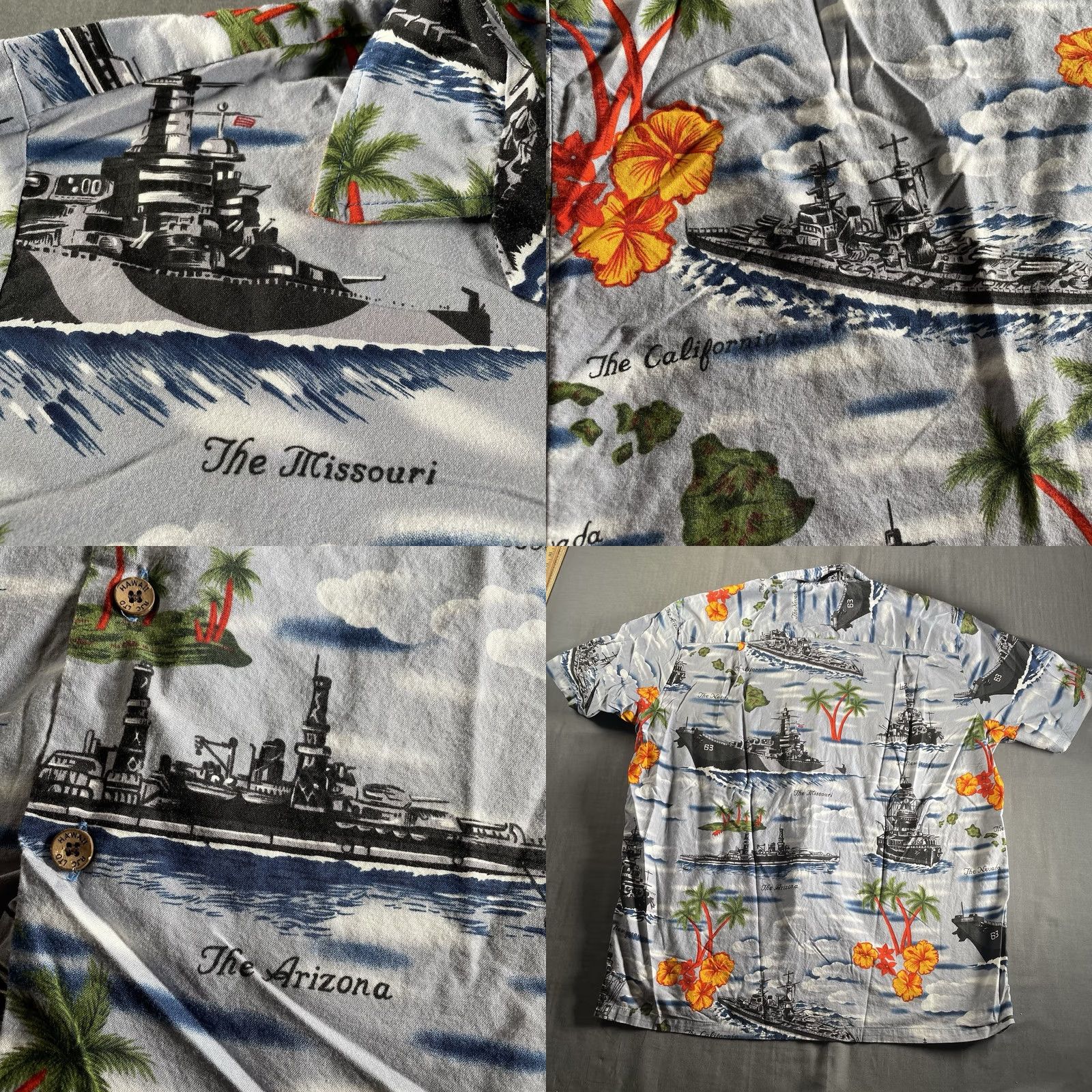 Vintage VINTAGE Kalaheo USN US Navy battle war ship print hawaiian shirt LARGE vtg 90s usa made Size US L / EU 52-54 / 3 - 8 Thumbnail