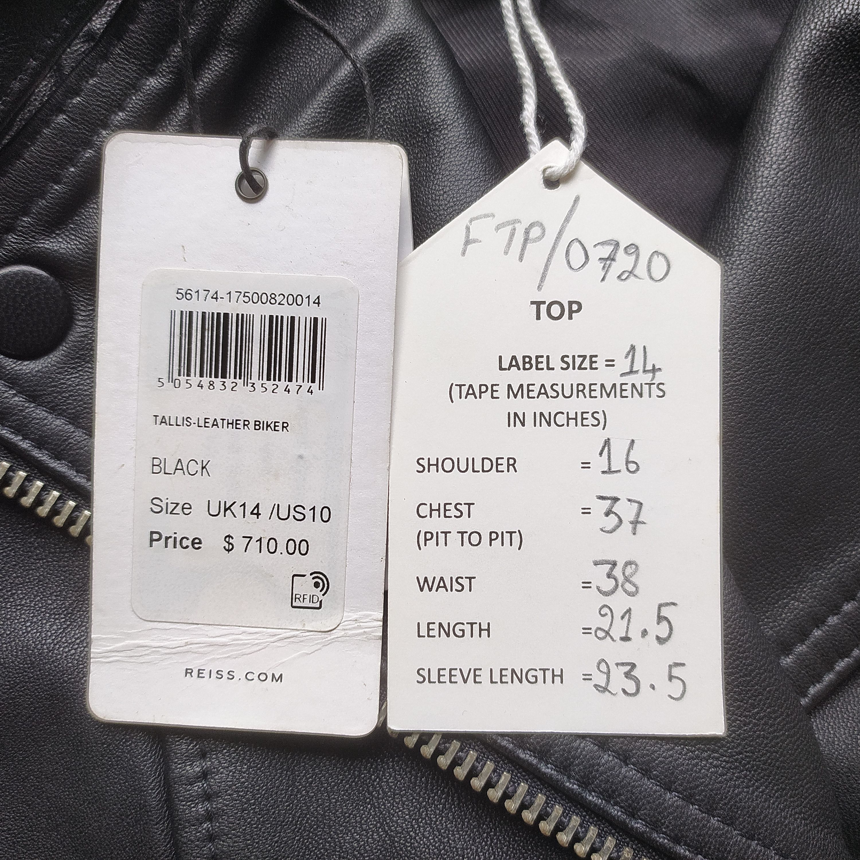 Reiss REISS Women's Tallis Leather Jacket UK14/US10 IFD-0720 Size L / US 10 / IT 46 - 11 Thumbnail