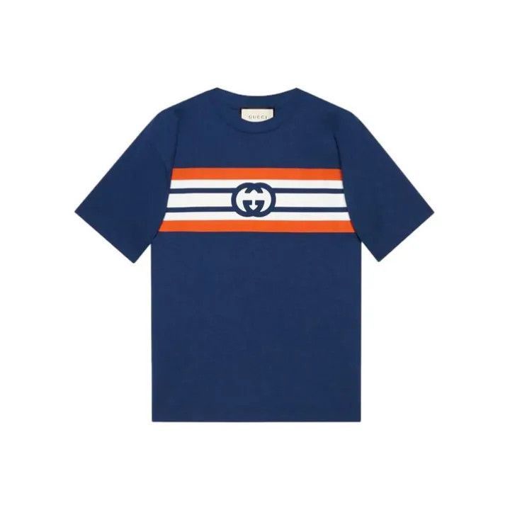 Gucci Gucci Gucci Blue Short Sleeve Logo T-Shirt for Men -2506 Size US L / EU 52-54 / 3 - 1 Thumbnail