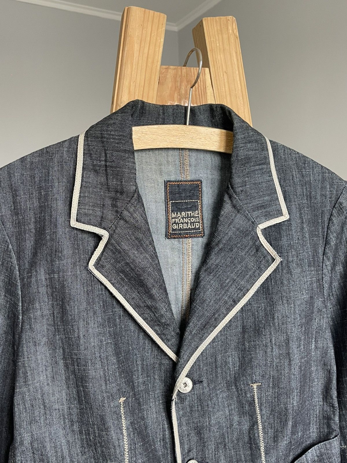Marithe + Francois Girbaud Marithe Francois Girbaud Avant Garde Denim Blazer Jacket Size M / US 6-8 / IT 42-44 - 3 Thumbnail