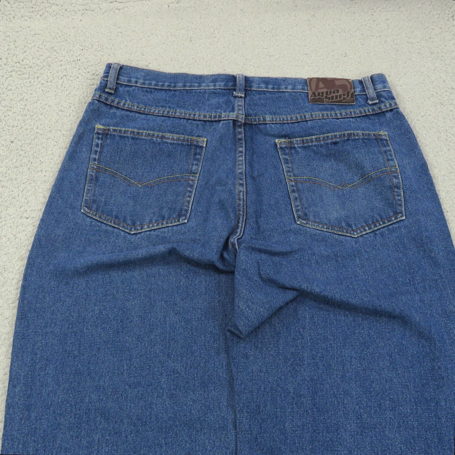 AQUA VINTAGE Aqua Surf Jeans 36x30 Baggy Wide-Leg Men Blue Denim 5-Pocket 90s Grunge Hip Hop Style Size US 36 / EU 52 - 3 Thumbnail