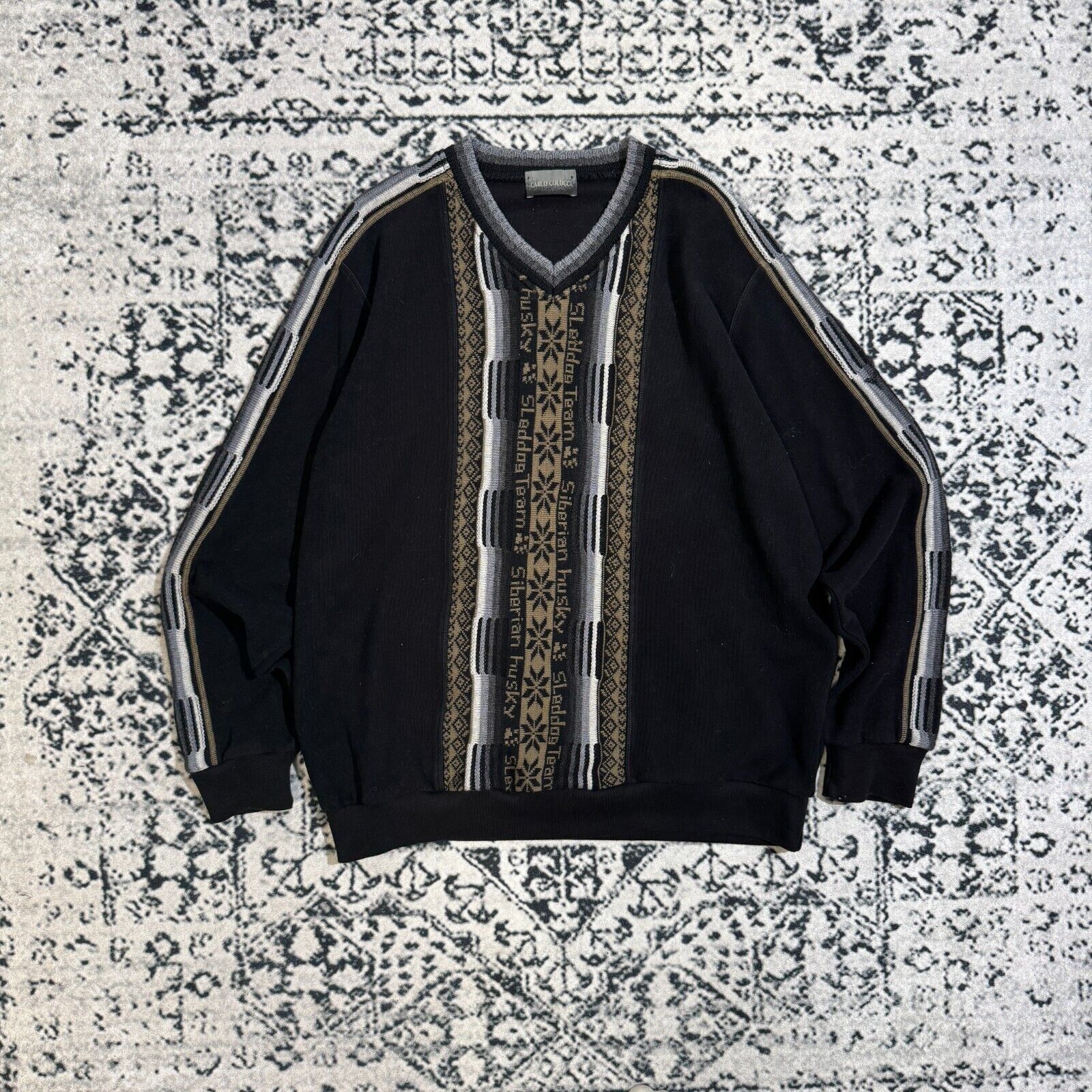 Vintage Carlo Colucci Unisex Black Cotton Sweater Size XL