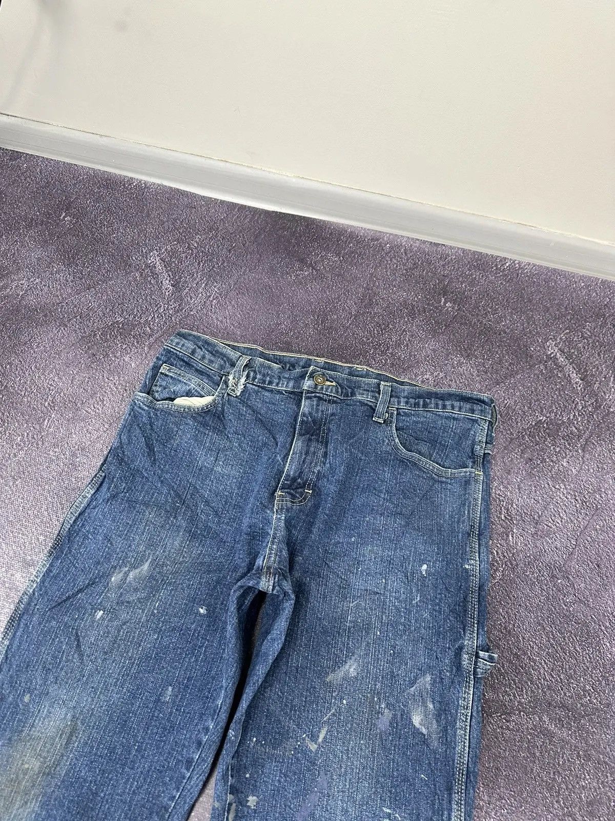 Dickies × Vintage Vintage Dickies Blue Painted Work Hype Denim Jeans Size US 33 - 10 Thumbnail
