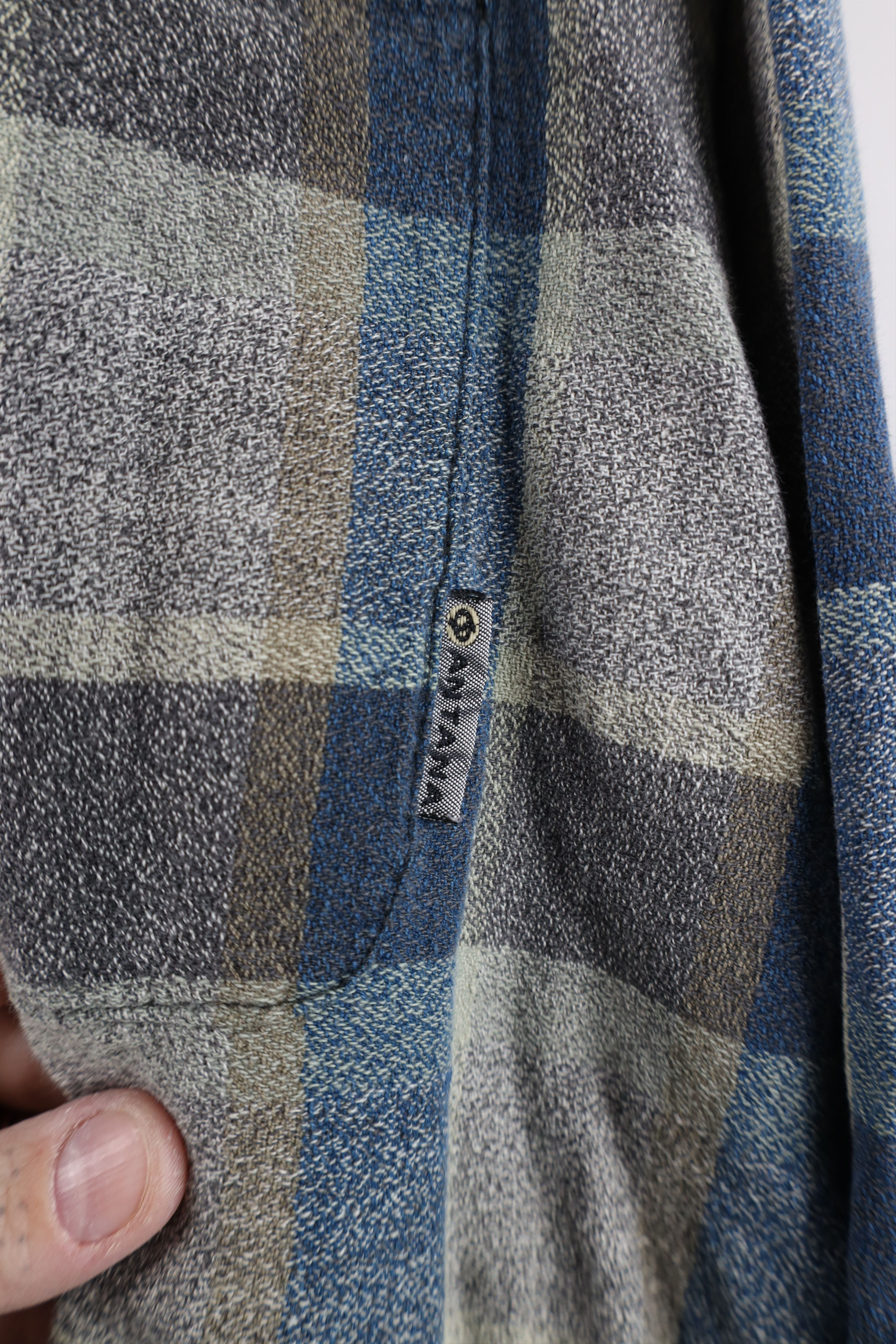 Vintage Vintage 90s Streetwear Knit Band Collar Button Shirt Plaid Size US XL / EU 56 / 4 - 4 Thumbnail