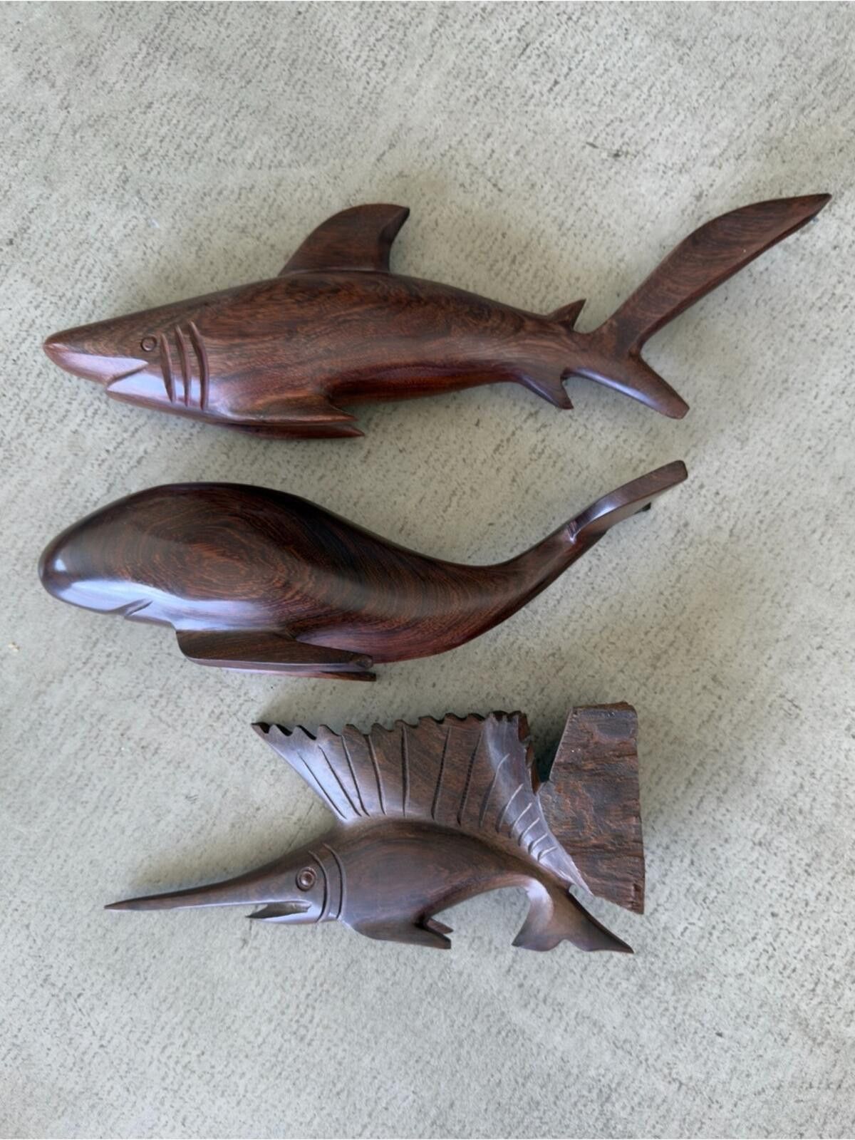 Other Hand Carved Wood Set / Coastal Decor / Shark Whale Marlin Size ONE SIZE - 1 Thumbnail