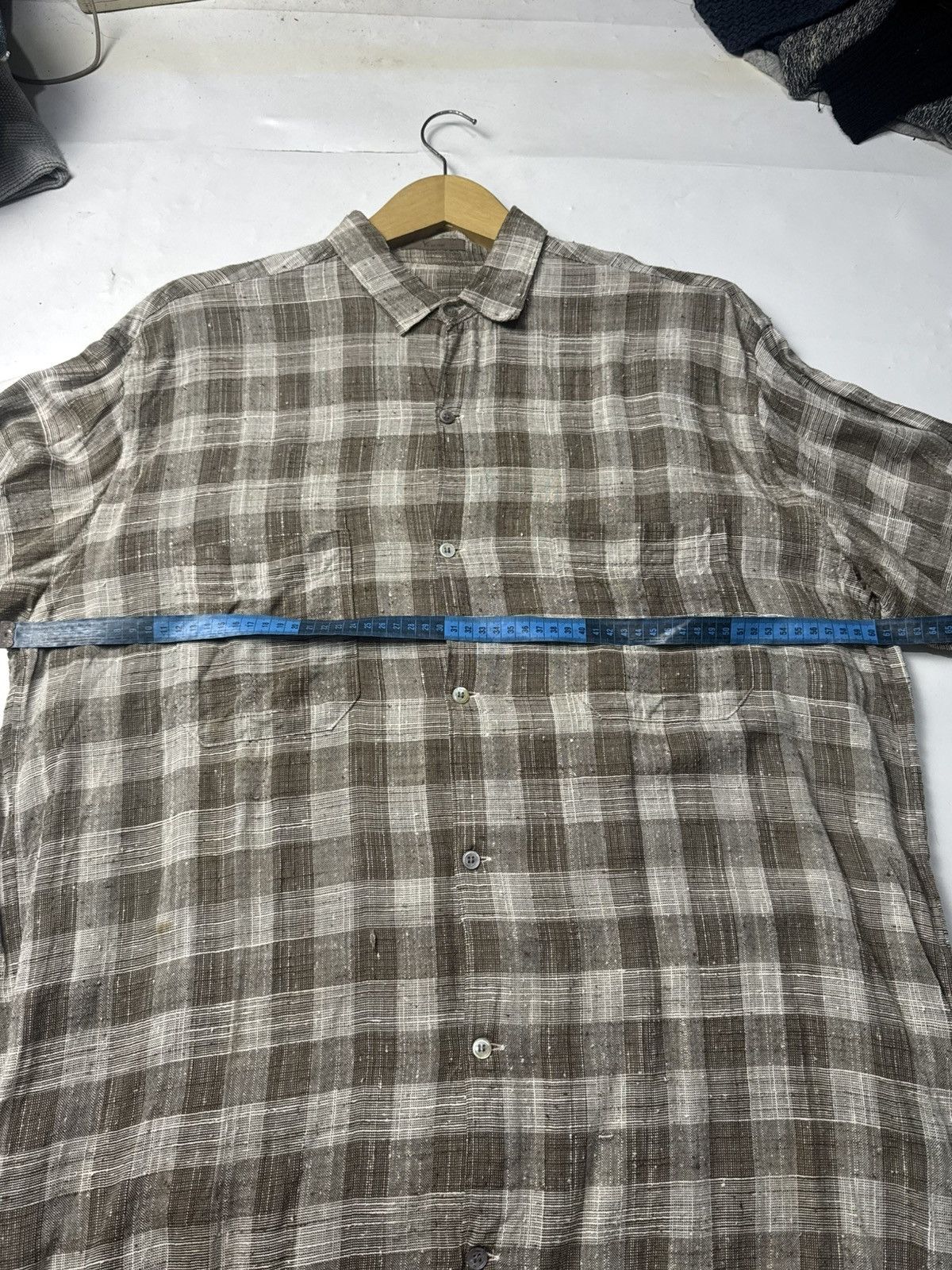 Y's for Men × Yohji Yamamoto Yohji Yamamoto Plaid Rayon Shirt Ysforman Distressed Size US XL / EU 56 / 4 - 11 Thumbnail