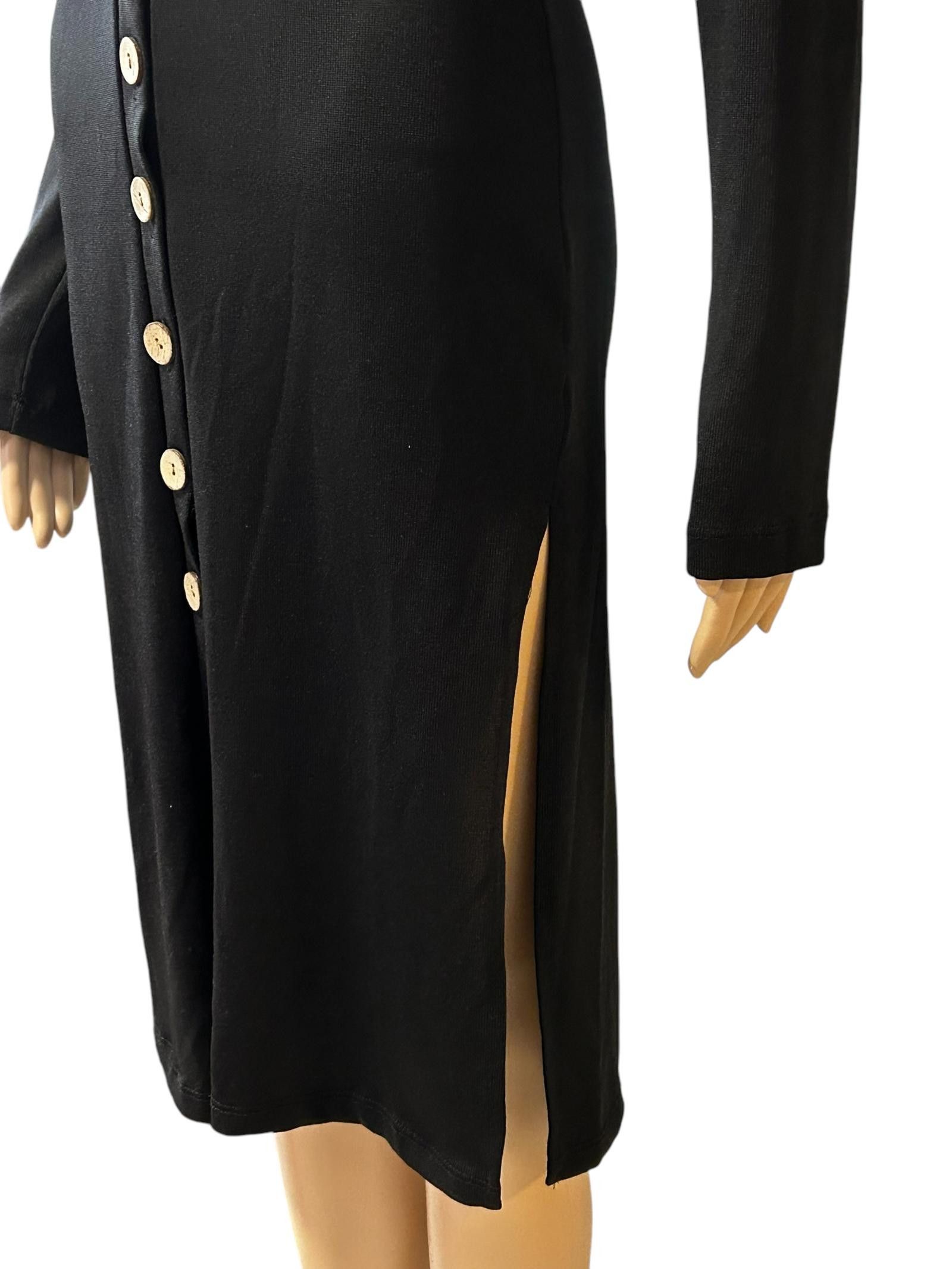 Designer Chic Black Button-Up Midi Dress/cardigan Size S / US 4 / IT 40 - 3 Thumbnail