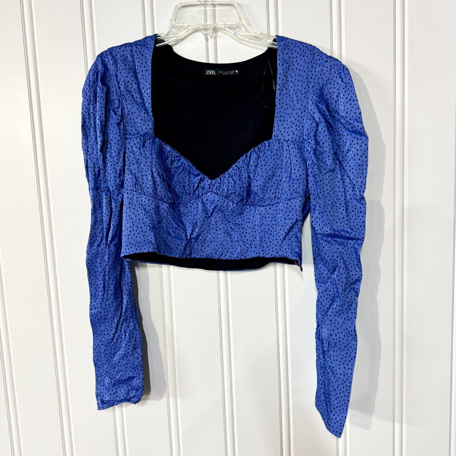 Zara Zara Long Sleeve Sweetheart Poka Dot Crop Top Size Medium Size M / US 6-8 / IT 42-44 - 1 Thumbnail