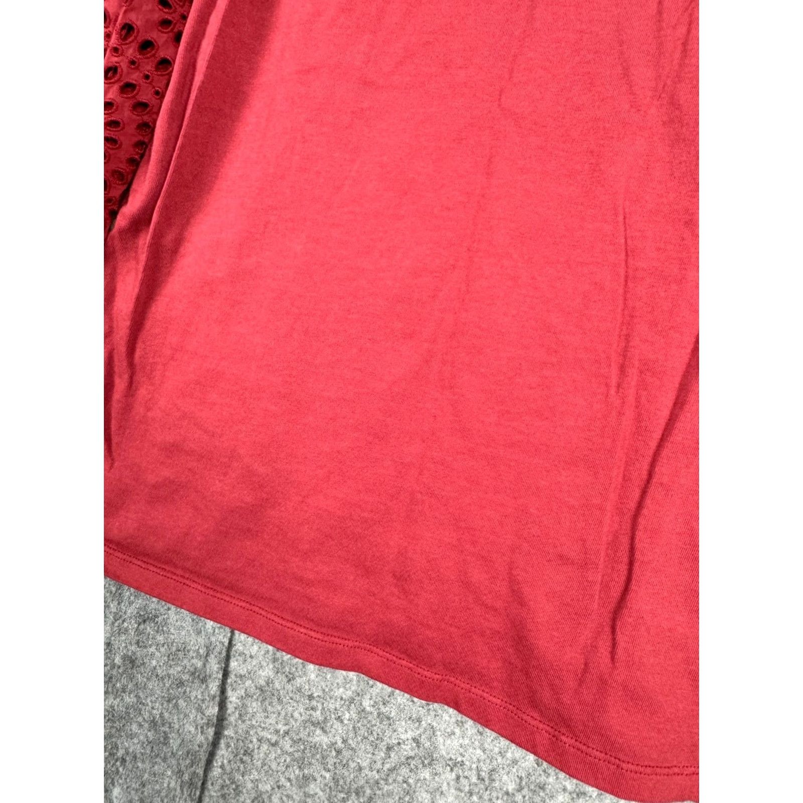 Rebecca Taylor Rebecca Taylor LA VIE Top Blouse Women's Medium Red Long Sleeve Lace Peasant Cotton Size M / US 6-8 / IT 42-44 - 5 Thumbnail