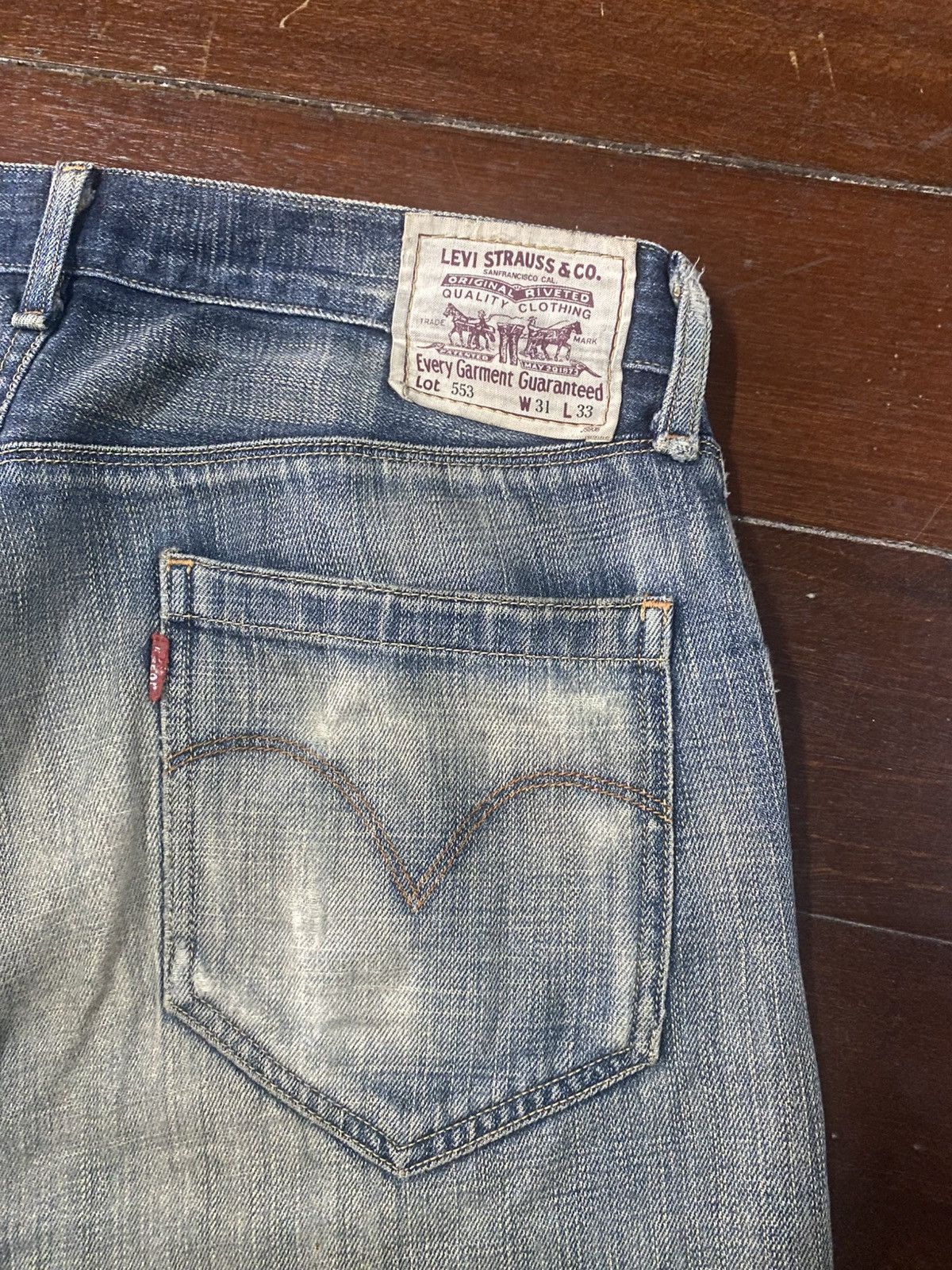 Levi's Rare Levi’s 553 Fade Denim mud wash distressed selvedge Size US 33 - 17 Thumbnail