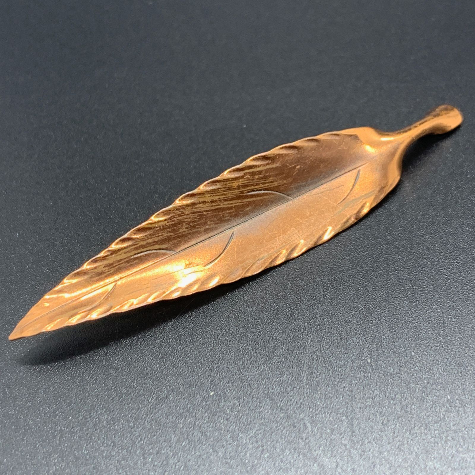 Other Stuart Nye Vintage Hand Wrought Copper Leaf Brooch 2.5" Size ONE SIZE - 7 Thumbnail