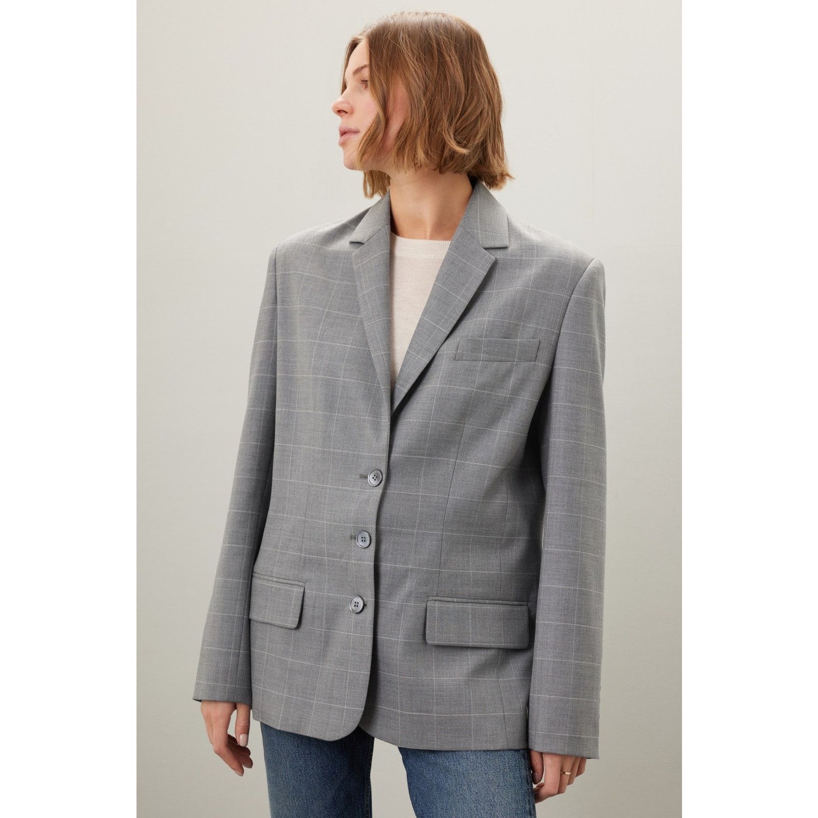 Marissa Webb rtr Marissa Webb Sz M Gray Plaid Madison Boyfriend Blazer Size M / US 6-8 / IT 42-44 - 1 Thumbnail