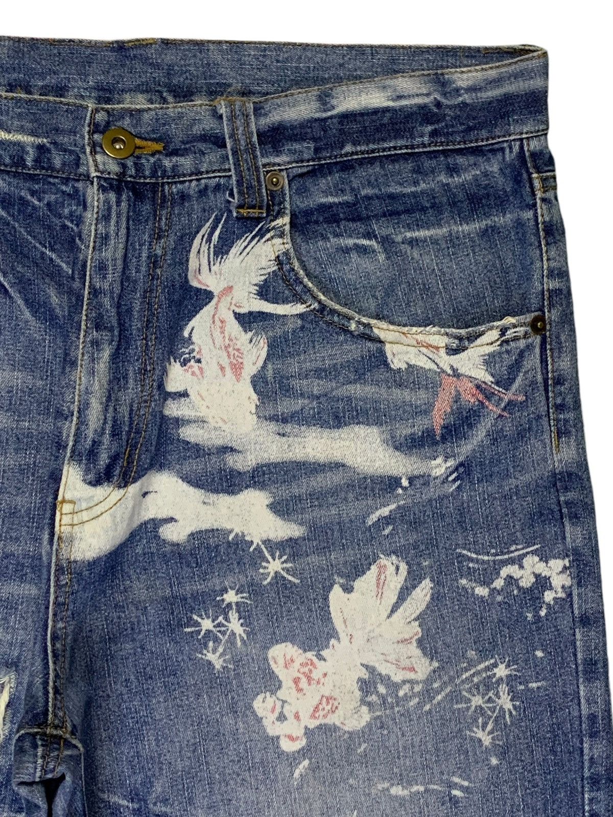 Japanese Brand Vintage Japanese Brand Sugoi Koi Fish Baggy Jean Shorts Size US 35 - 6 Thumbnail