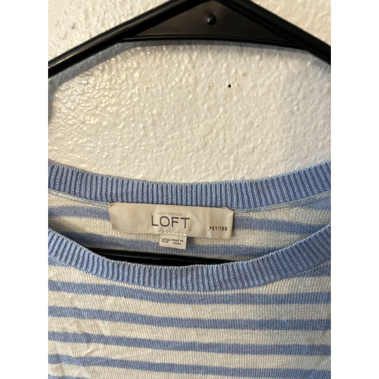 Ann Taylor VINTAGE Ann Taylor Loft Sweater Women PXS Blue Striped Knit Crew Neck Pullover Small Size XS / US 0-2 / IT 36-38 - 2 Thumbnail