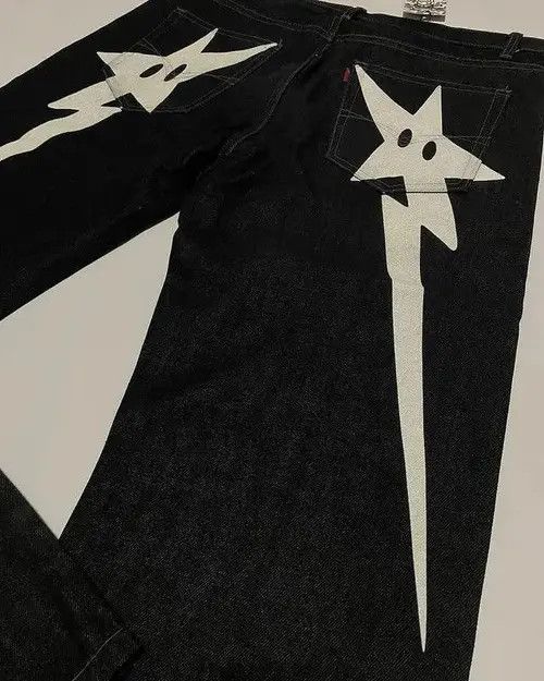 Jean × Vintage Streetwear Y2k Stars Print Baggy Jeans Size US 32 / EU 48 - 4 Thumbnail