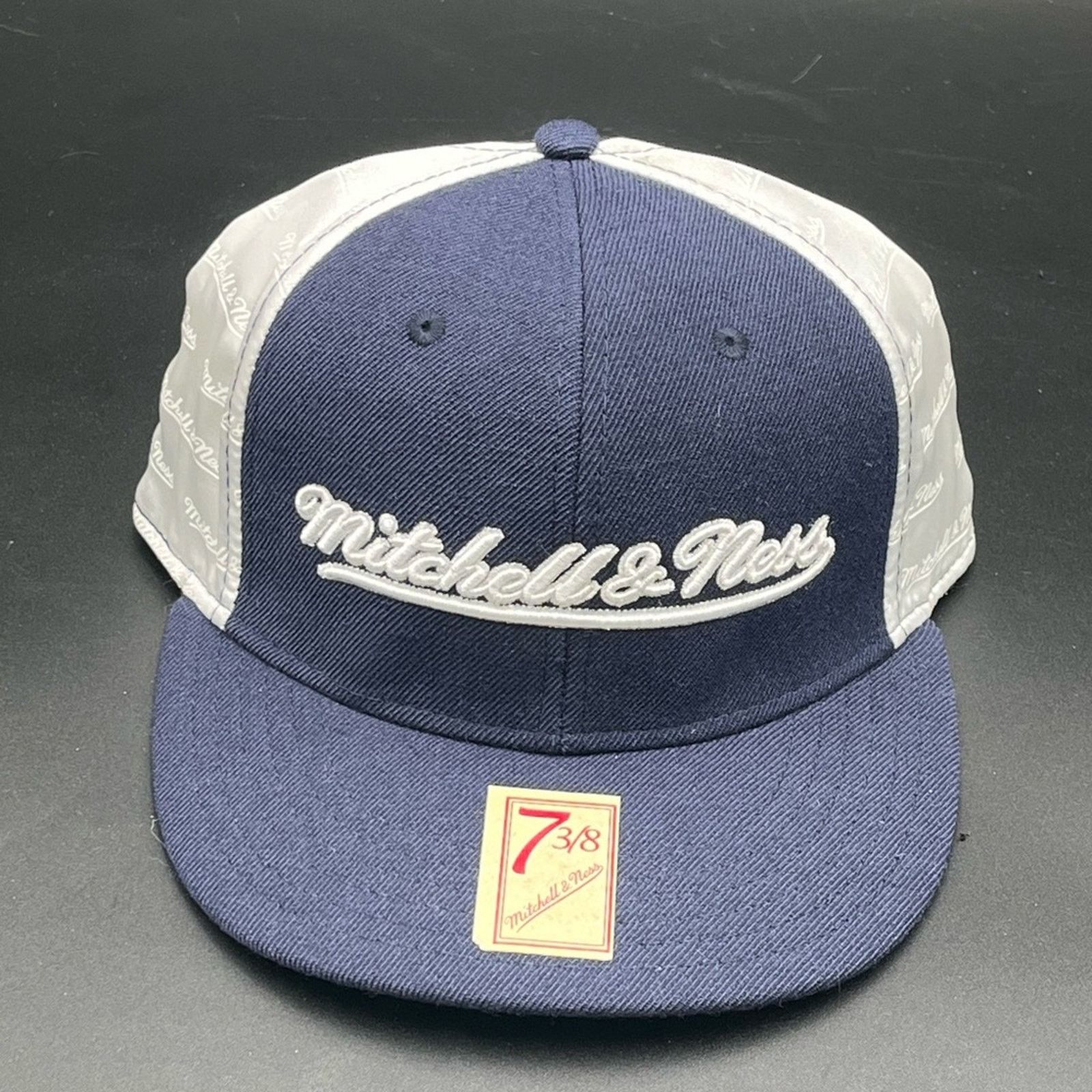 Mitchell & Ness Mitchell & Ness Navy Blue and White Fitted Hat 7 3/8 Size ONE SIZE - 3 Thumbnail