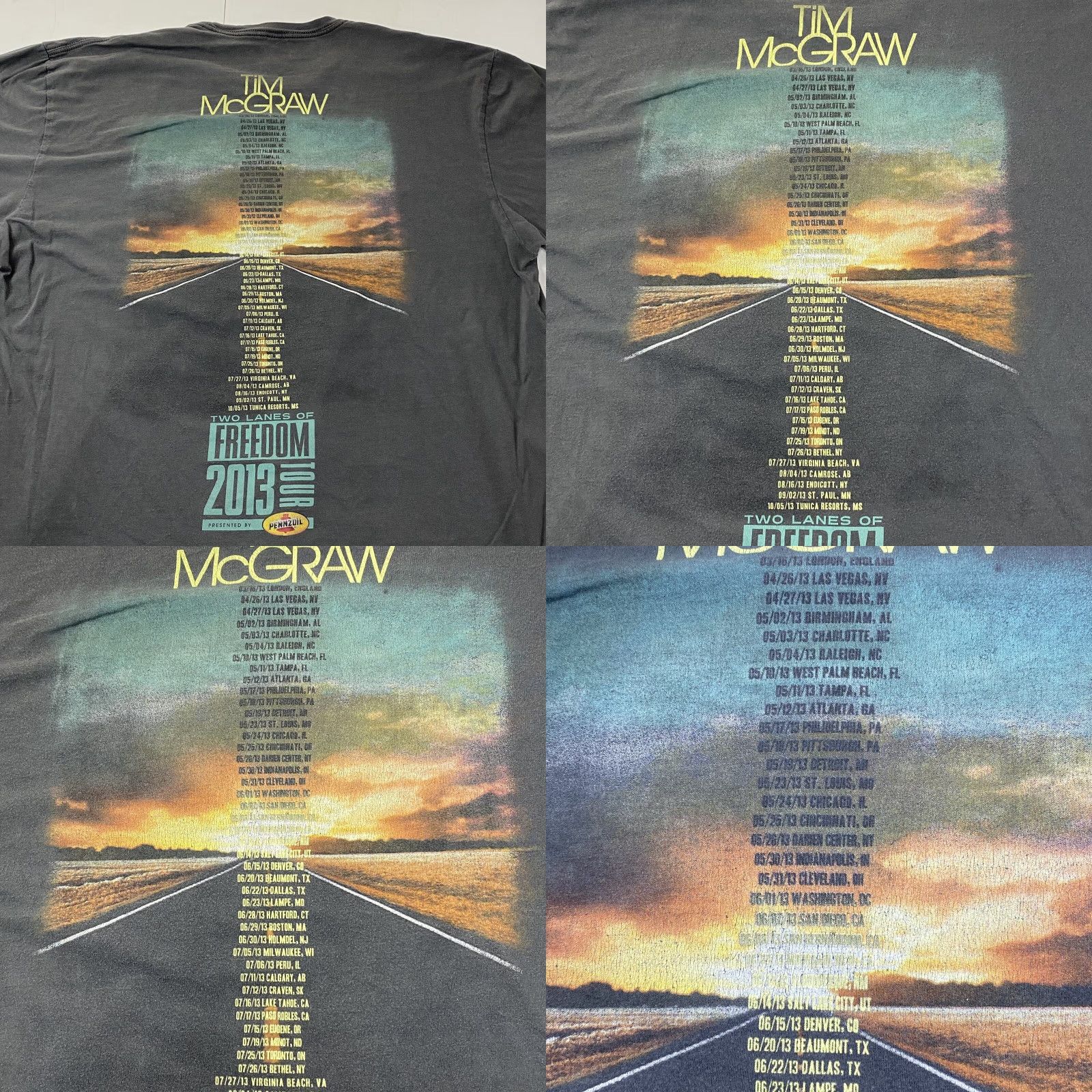 Next Level Tim McGraw Two Lanes Of Freedom Concert T Shirt Dark Gray XL Unisex 2013 Graphic Tee Size US XL / EU 56 / 4 - 11 Thumbnail