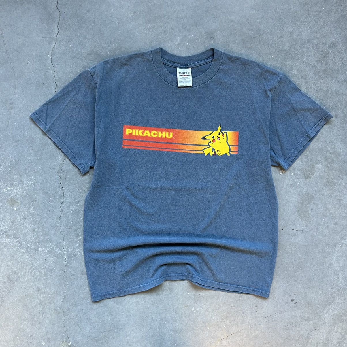 image of Pokemon x Vintage 90's Pokémon Pikachu Box Logo Graphic Shirt XL in Blue, Men's