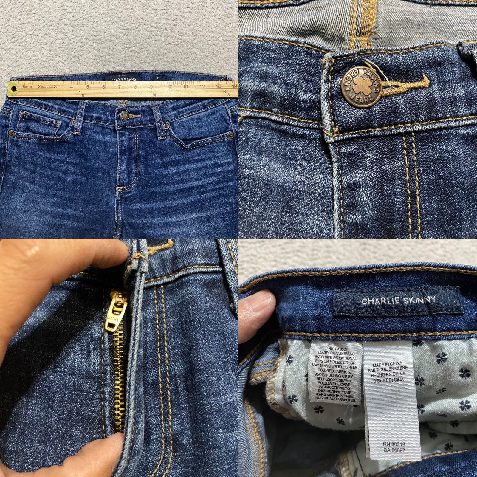 Lucky Brand Lucky Brand Jeans Skinny Charlie Womens sz 2 Blue Denim Dark Wash Low Rise 5-Pocket Stretch 28in Inseam Women's Jeans Size 26" / US 2 / IT 38 - 8 Thumbnail