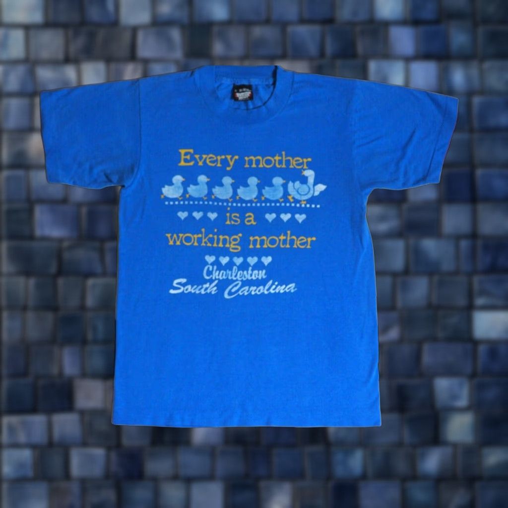 Vintage VTG 80s Screen Stars Mother Mom Womens Rights Faded Blue Carolina Tee T-Shirt S Size S / US 4 / IT 40 - 1 Thumbnail
