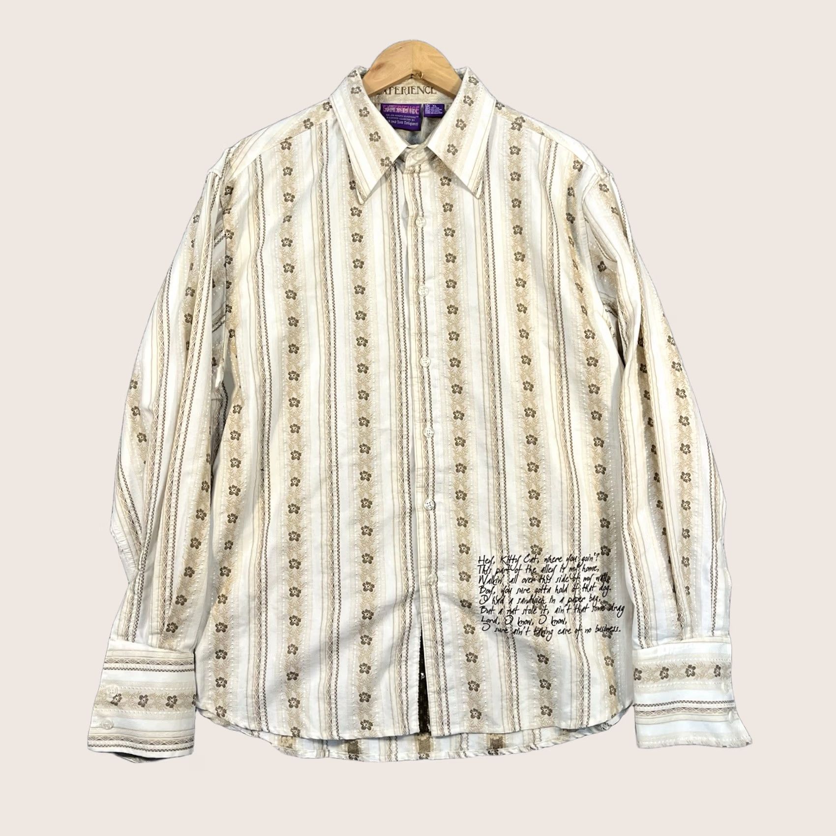 Vintage Jimi Hendrix Experience The Purple Label Shirt XL Floral Embroidered Button Mens Size US XL / EU 56 / 4 - 1 Thumbnail