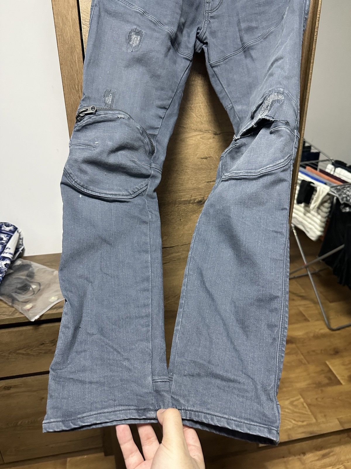 G-Star 29x32 G-Star 3D Zip Knee Pocket Distressed Skinny Jeans Size US 29 - 9 Thumbnail