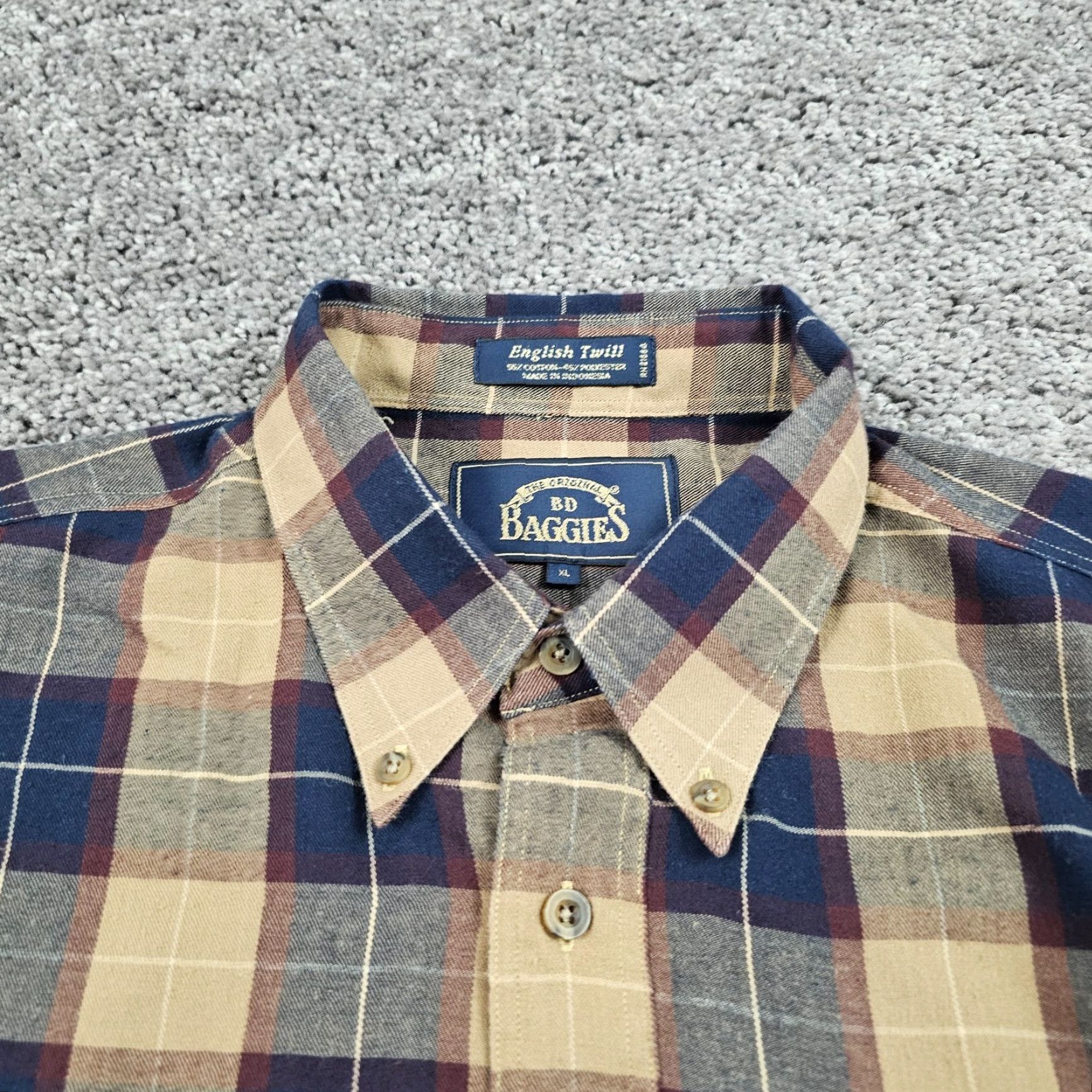 Vintage BD Baggies Shirt Mens XL Blue Plaid Twill Button-Down Pocket Breathable Casual Long Sleeve Size US XL / EU 56 / 4 - 5 Thumbnail