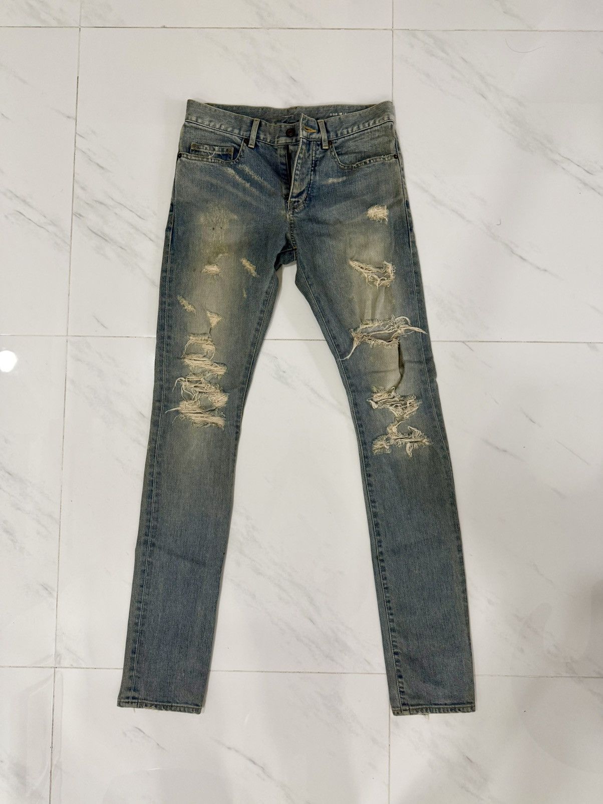 エディ期 SAINT LAURENT destroy denim Destroy Jeans S.36 Saint Laurent Denim Faded Black