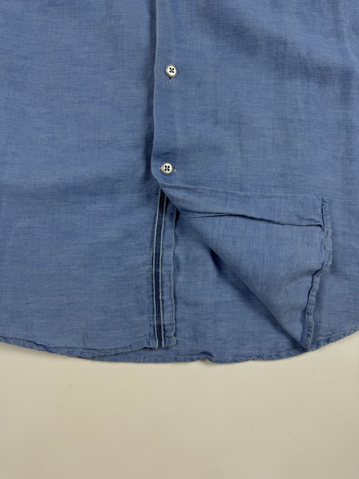 Designer × Glanshirt GLANSHIRT Blue Linen Long Sleeve Shirt Size US M / EU 48-50 / 2 - 6 Thumbnail