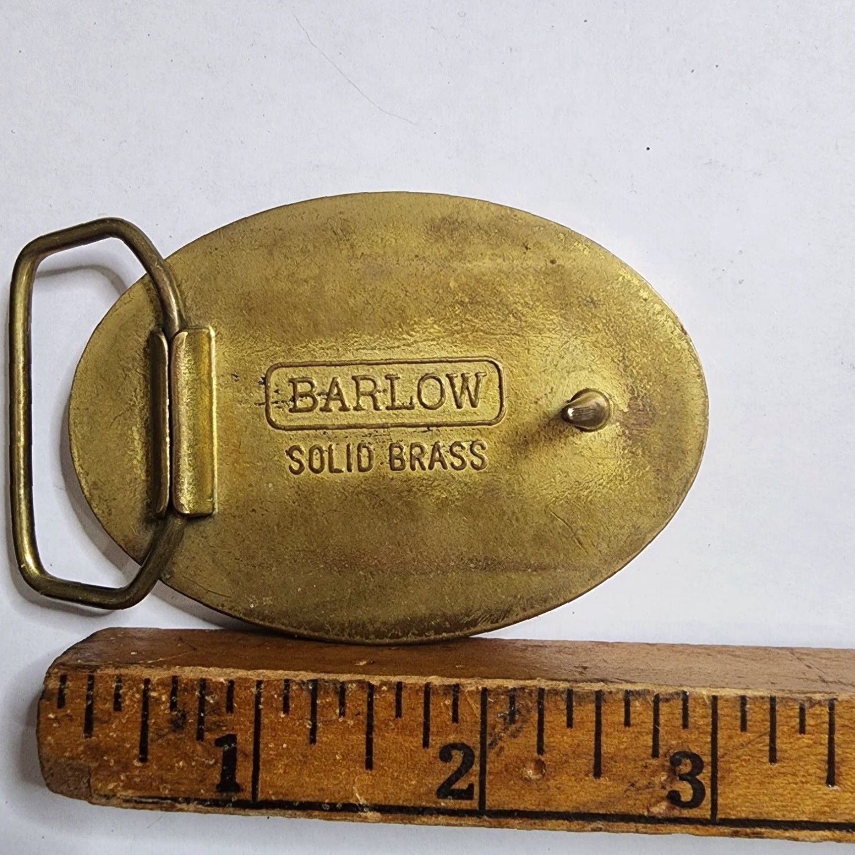Vintage VINTAGE Barlow Bass Fishing Belt Buckle Solid Brass Gold 1970s Accessories Mens Size ONE SIZE - 2 Thumbnail