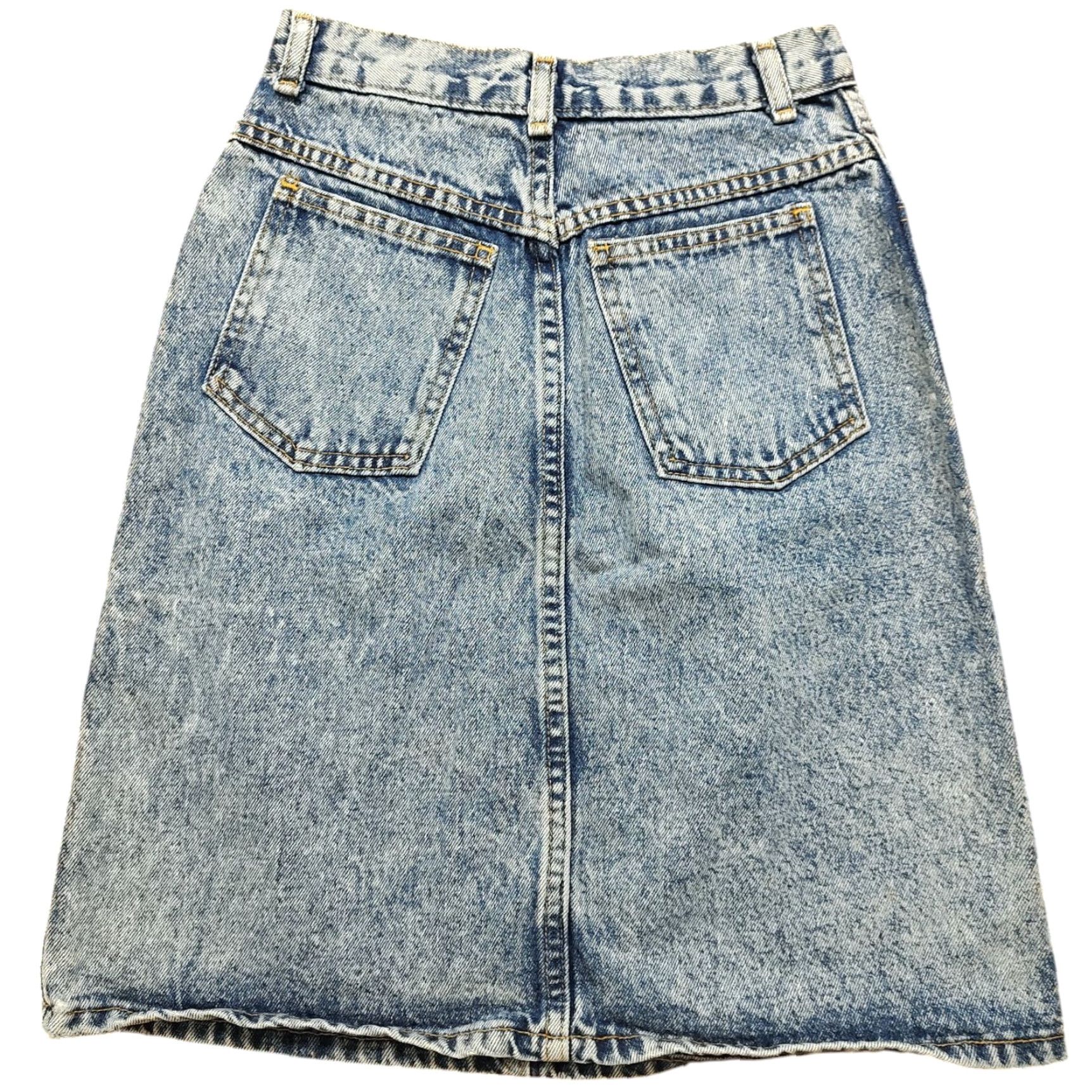 Denime VINTAGE Womans Acid Wash Denim Skirt Size 23 Inch Waist Made In USA Blue Size 40" / US 18 - 2 Thumbnail