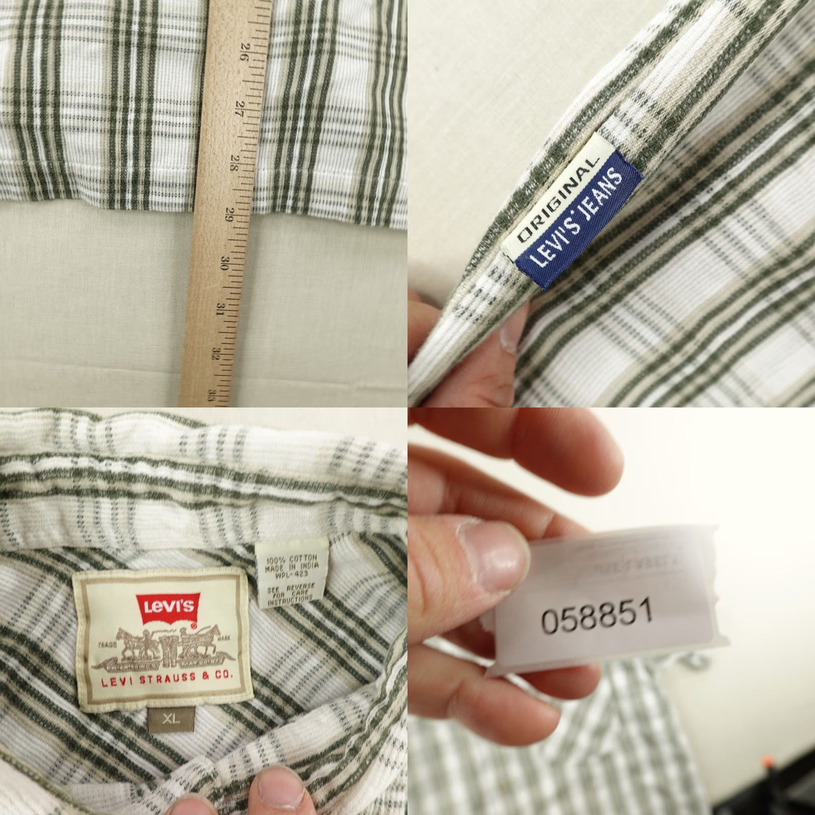 Levi's Vintage Levi's Shirt Mens XL Corduroy Plaid Green Beige Button-Up 90s Cam p Cotton Cotton? Size US XL / EU 56 / 4 - 8 Thumbnail