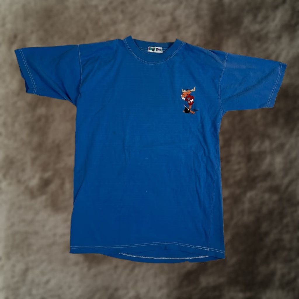 Vintage VINTAGE Toon Time T-Shirt Bullwinkle Embroidered Blue Size Men’s Large 90s Cartoon Rocky Crew Neck Short Sleeve Cotton Size US L / EU 52-54 / 3 - 1 Thumbnail