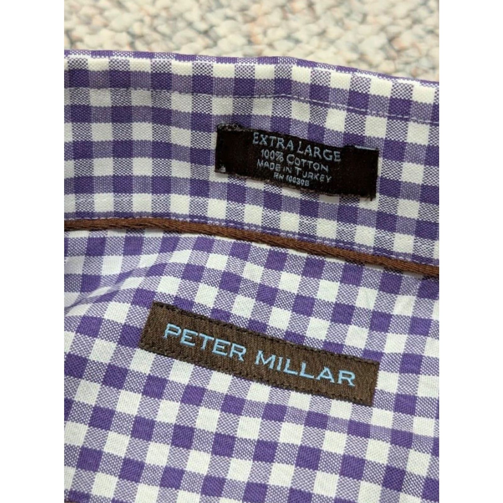 Peter Millar PETER MILLAR long sleeve GINGHAM cotton shirt XL button-up CHECK purple plaid Mens XL Purple Gingham Long Sleeve Cotton Shirt Size US XL / EU 56 / 4 - 3 Thumbnail