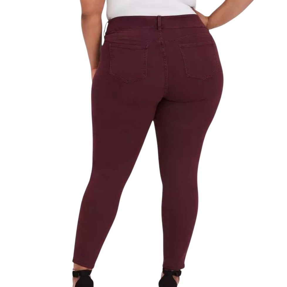 Torrid Torrid Super Stretch burgundy red zipper detail jegging Size 42" / US 20 - 2 Thumbnail