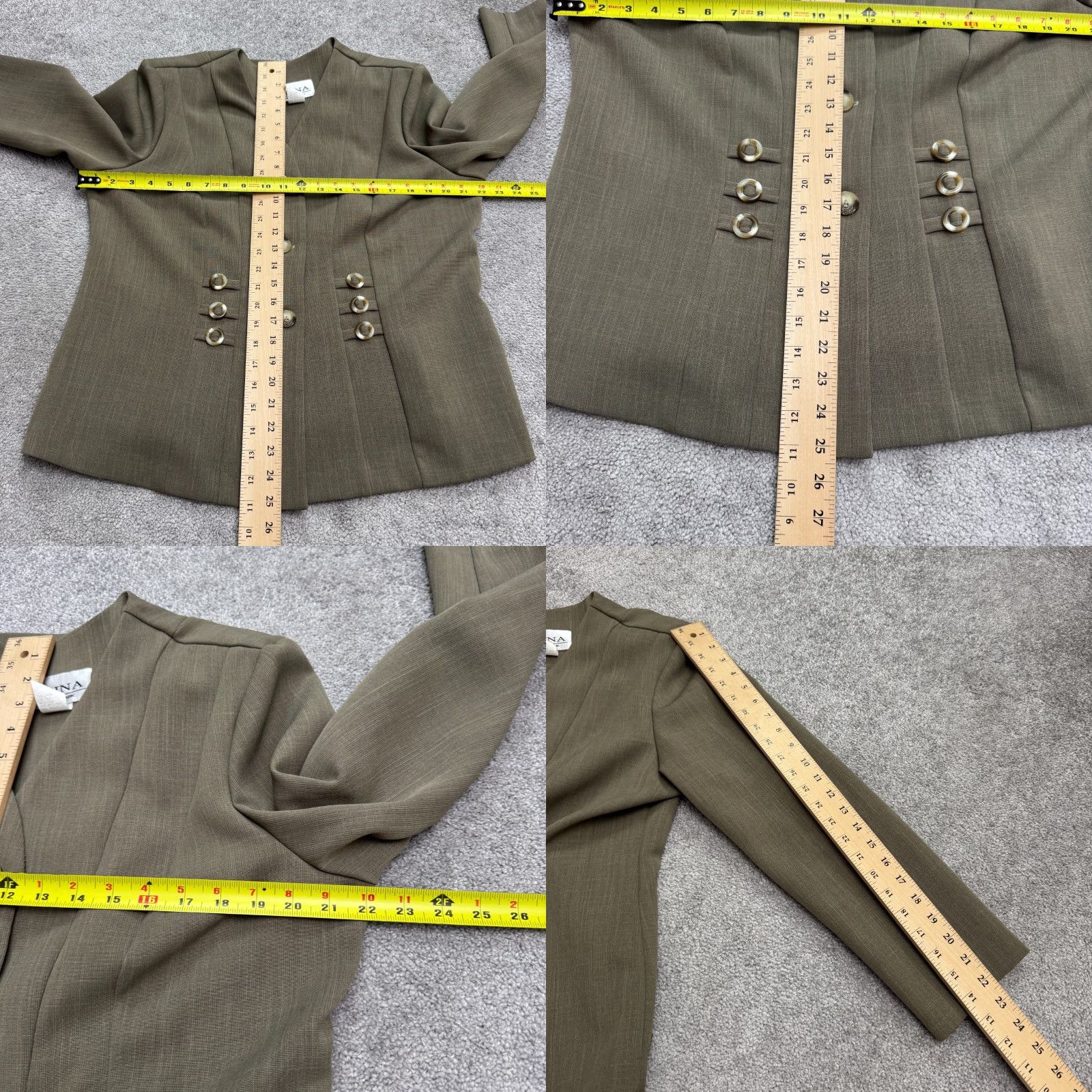 Vintage VINTAGE Reina New York Blazer Jacket Womens 16P Brown Collarless 90s Petite Short Solid Jacket, Workwear, 16P Womens Size XXL / US 16-18 / IT 52-54 - 8 Thumbnail