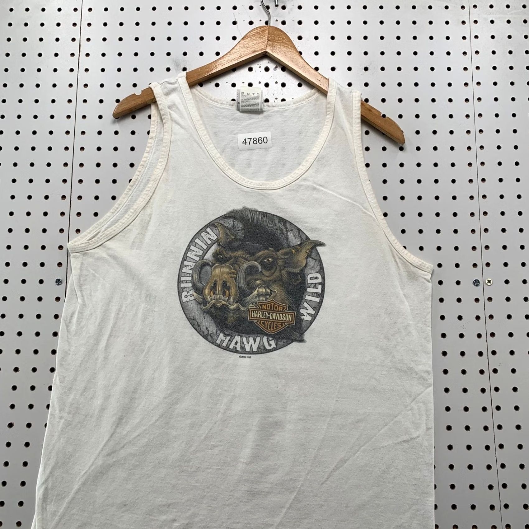 Harley Davidson VINTAGE Harley-Davidson Tank Shirt Mens L White HAWG HOG Wild KUAI Hawaii T-Shirt Mens Large White Size US L / EU 52-54 / 3 - 4 Thumbnail