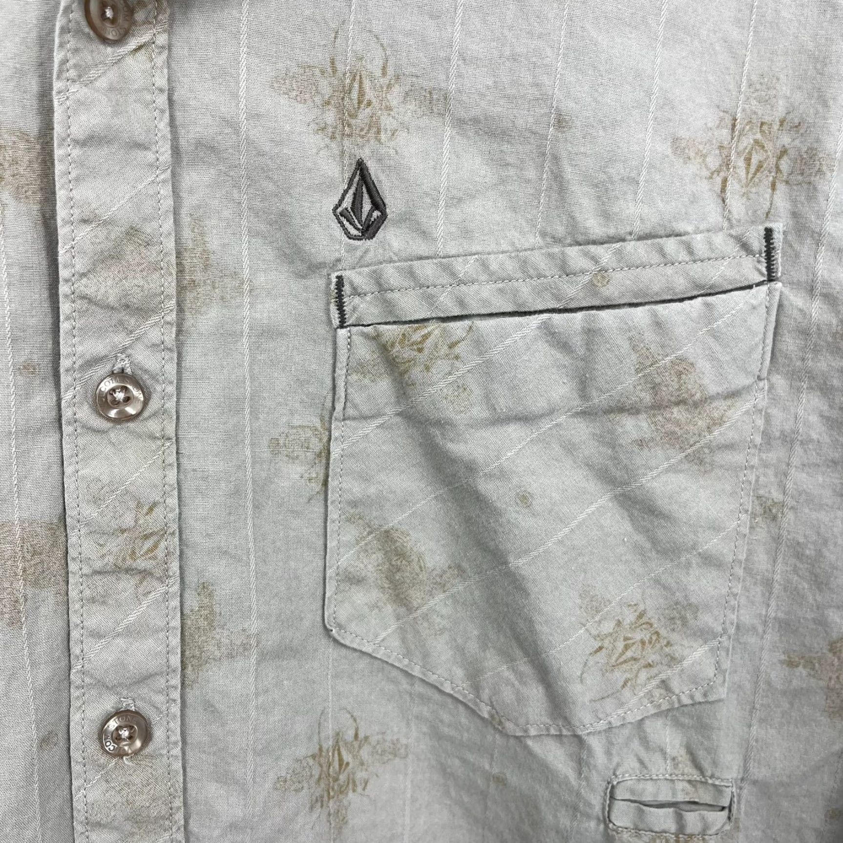 Volcom Volcom Button-Up Shirt Men L Beige Cotton Pocket Shirt Size US L / EU 52-54 / 3 - 5 Thumbnail