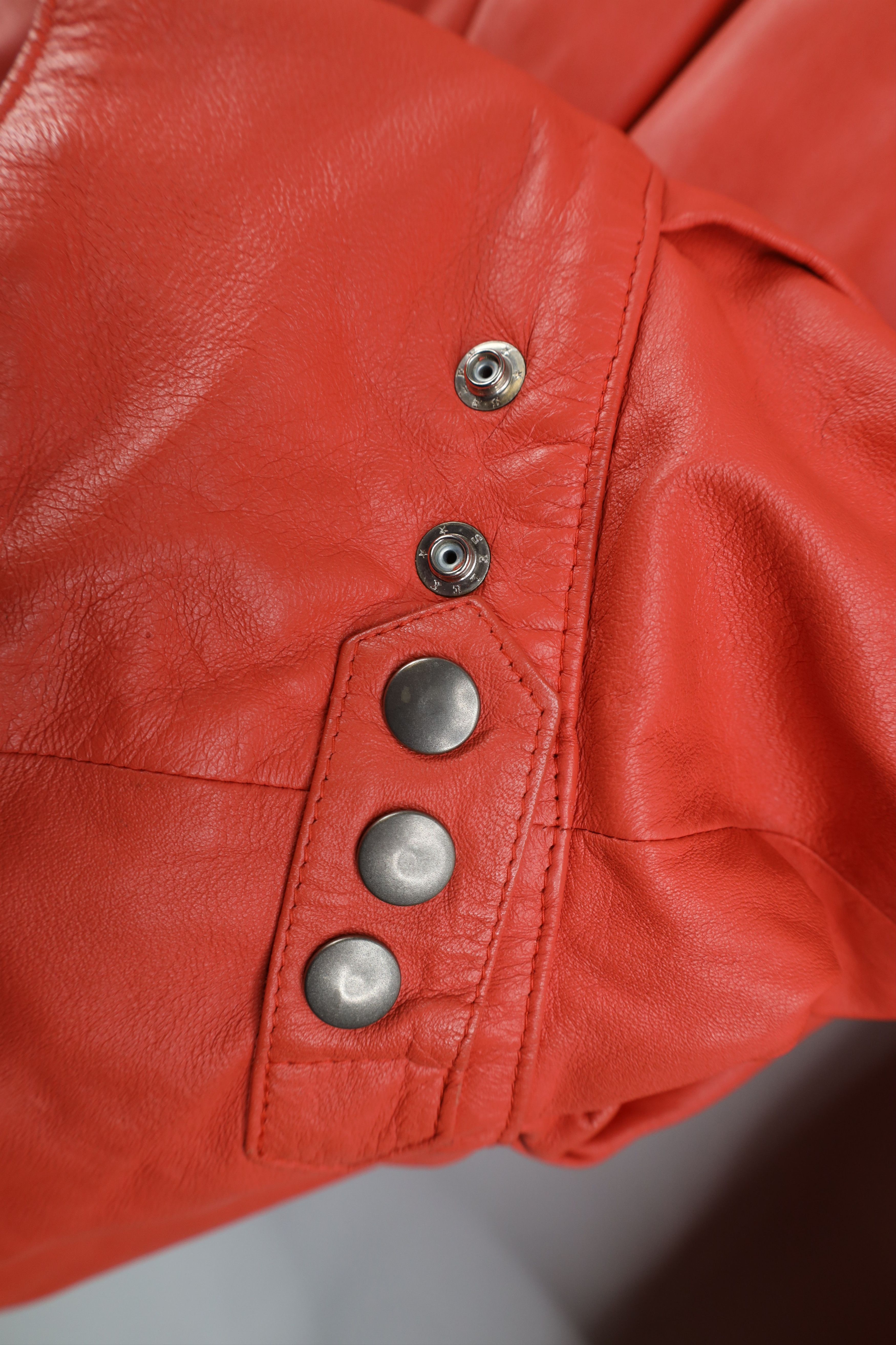 Vintage Vintage 80s Mid Mod Soft Leather Button Back Jacket Coral Size L / US 10 / IT 46 - 12 Thumbnail