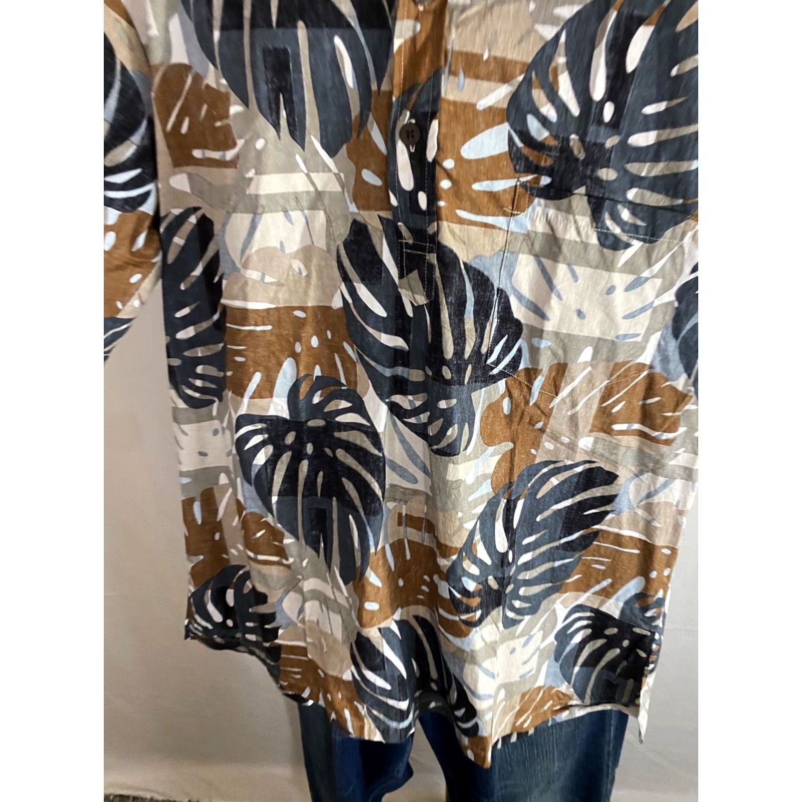 Vintage Bishop Street CAMP SHIRT Earth Tone Floral XL Pocket Ctn Mens Size US XL / EU 56 / 4 - 4 Thumbnail