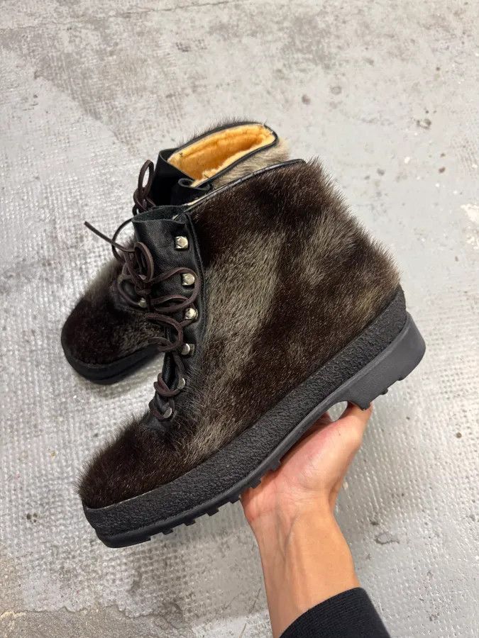 Vintage 1990s Frimas Fur Black Ski Boots Size US 9.5 / EU 42-43 - 5 Thumbnail