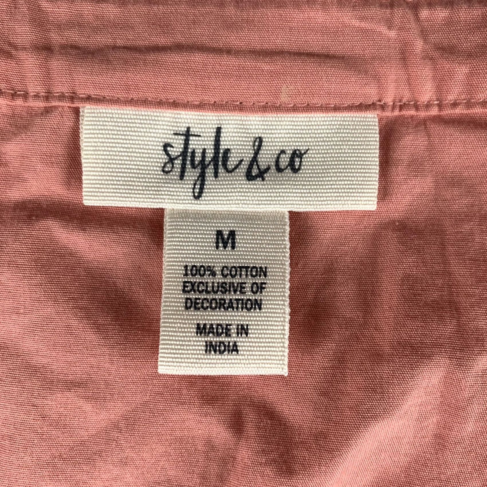 Vintage STYLE & CO. WOMENS MEDIUM PINK EMBROIDERED LONGSLEEVE BLOUSE Size M / US 6-8 / IT 42-44 - 3 Thumbnail