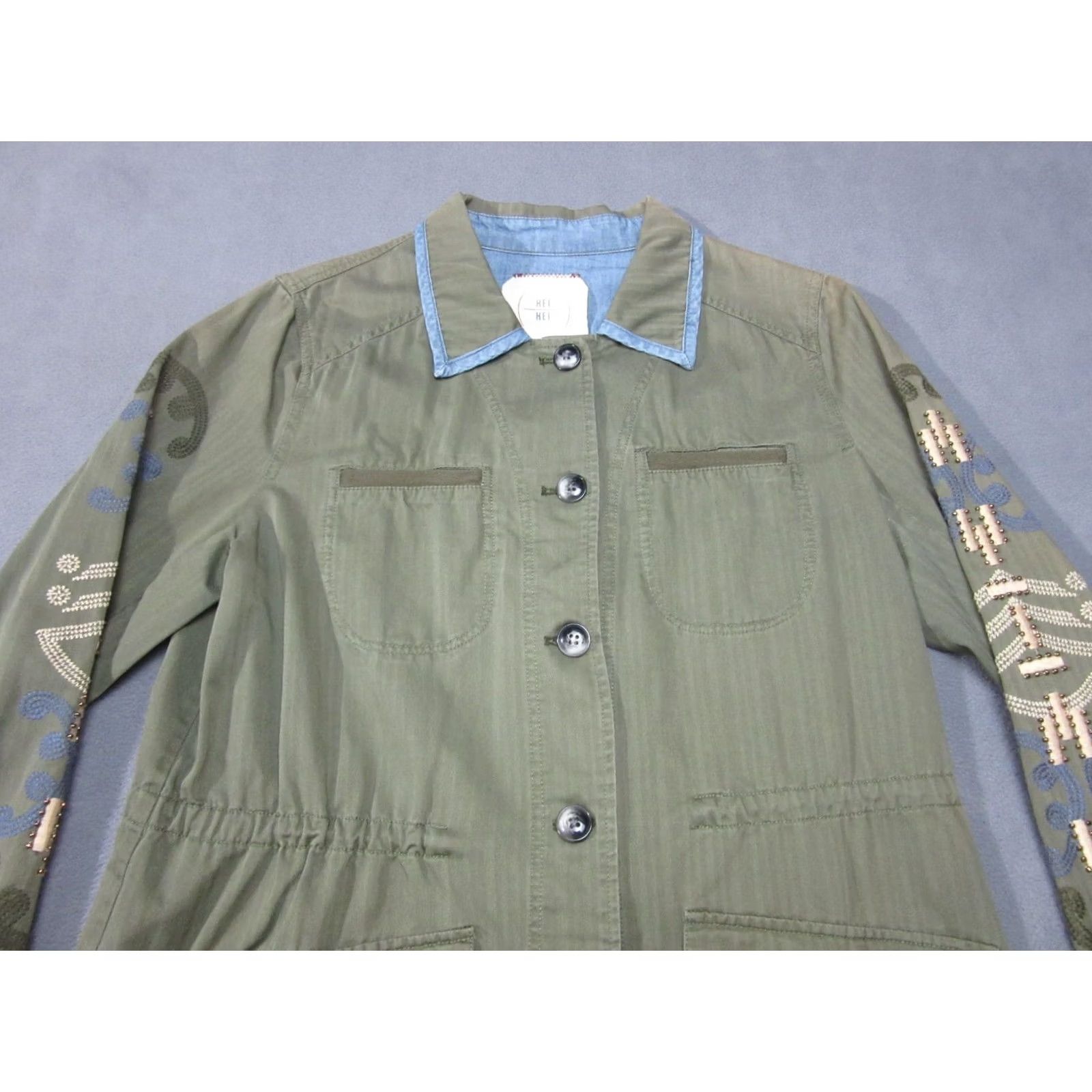 Anthropologie Anthropologie Jacket Womens Medium Olive Green Embroidered Button Front Hei Hei Size M / US 6-8 / IT 42-44 - 3 Thumbnail